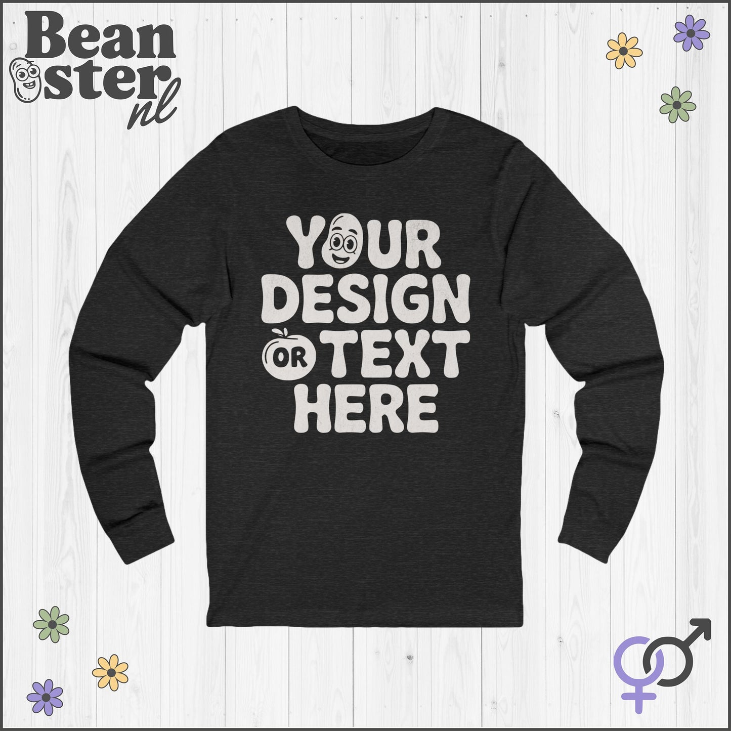 Personalized Long Sleeve Choose Your Print Longsleeve Custom Gift Oversized Sweater Personal Unisex Birthday Gifts Your Design Here