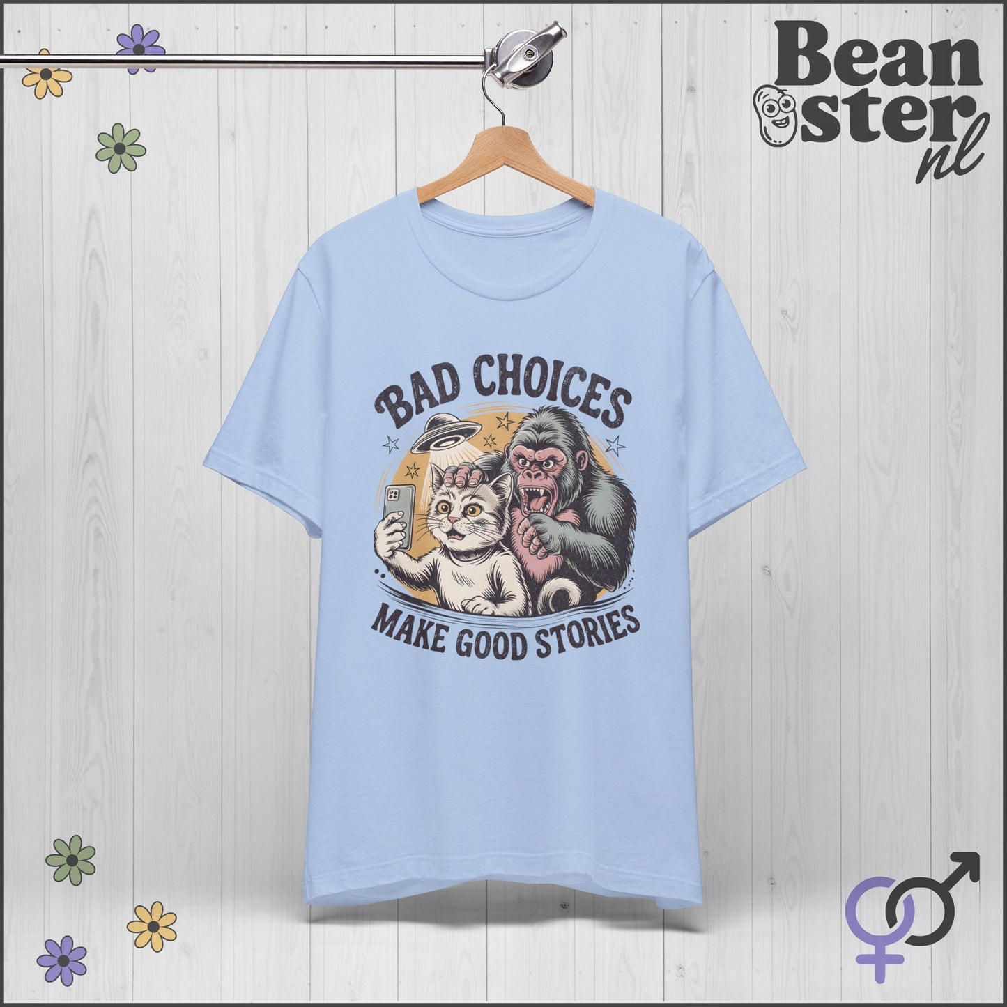 Bad Choices Make Good Stories Gorilla Cat Graphic Tee