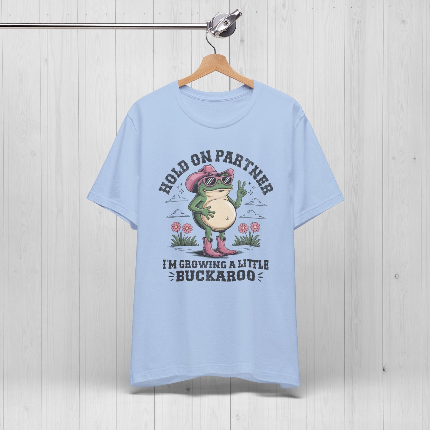 Funny Pregnancy Shirt – Hold On Partner I'm Pregnant Frog Tee