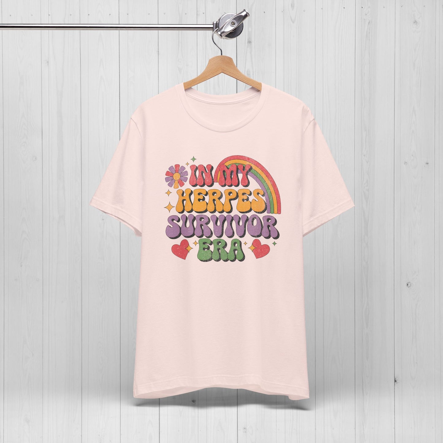 Herpes Survivor Era Tee – Groovy 70s Rainbow Shirt