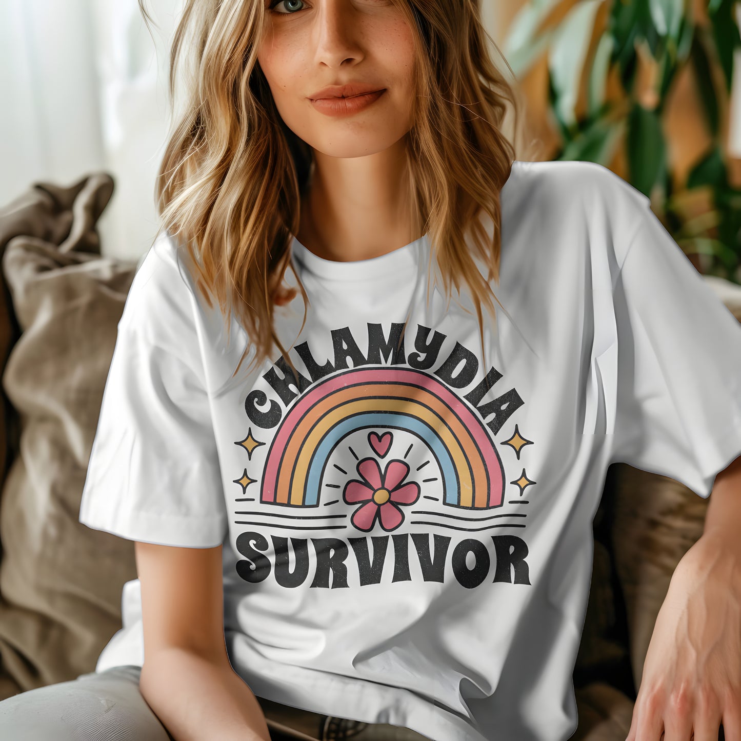 Chlamydia Survivor Shirt ๐ Funny Rainbow Flower Tee