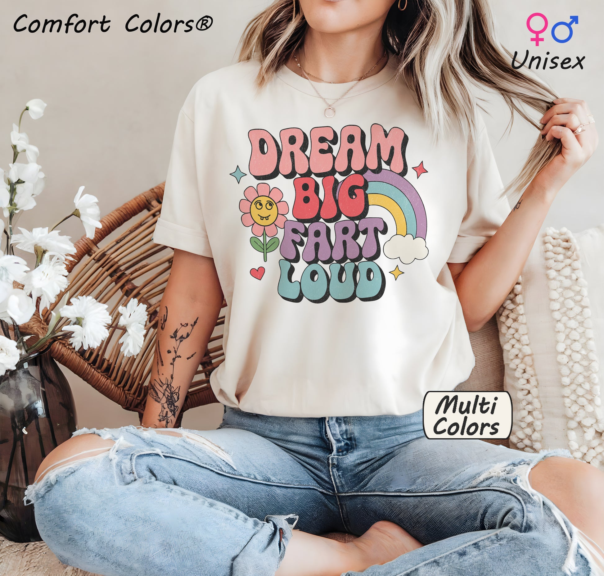 🦄 Dream Big Fart Loud Tee | Groovy Rainbow Meme Shirt