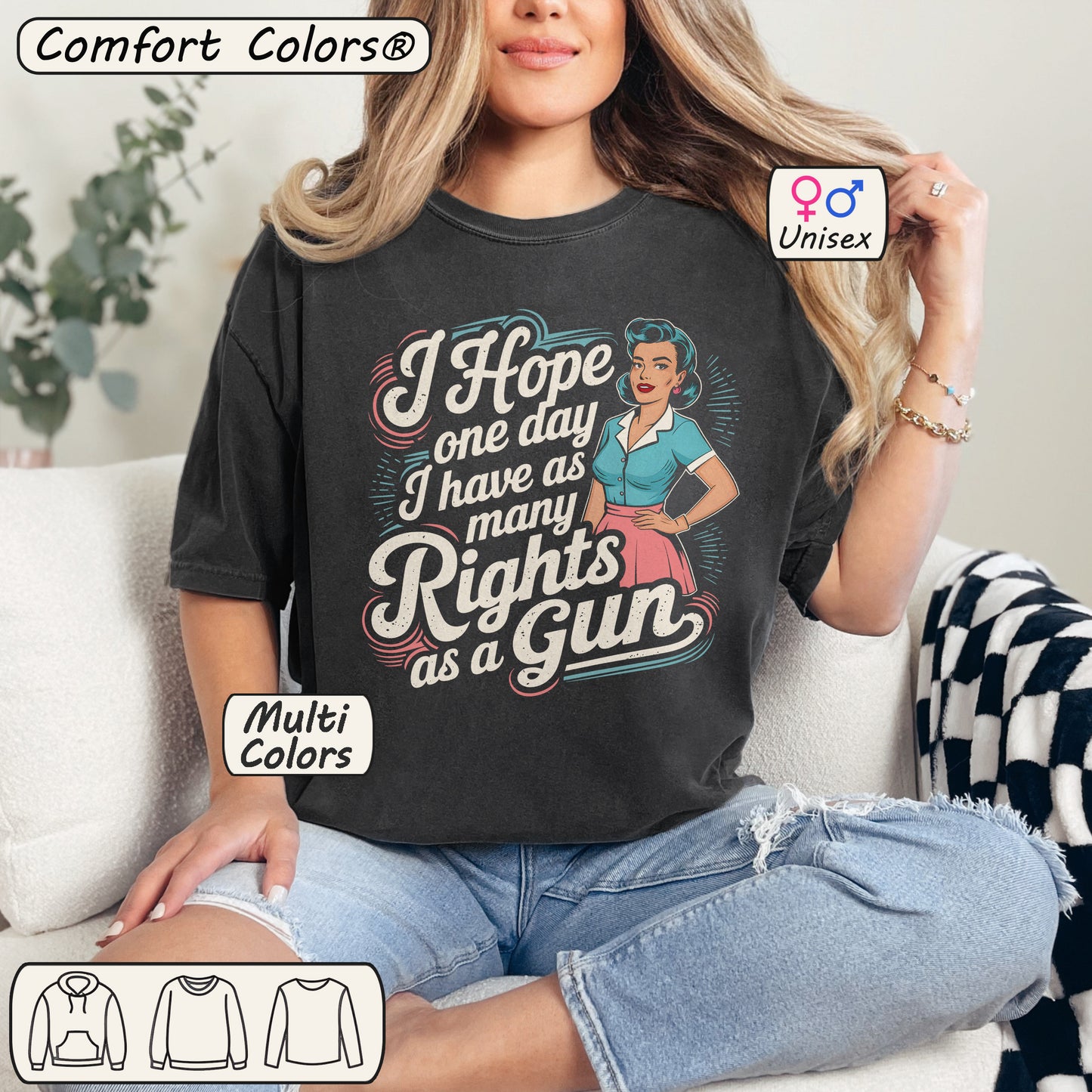 Feminist Tee – "As Many Rights As A Gun" Vintage Shirt