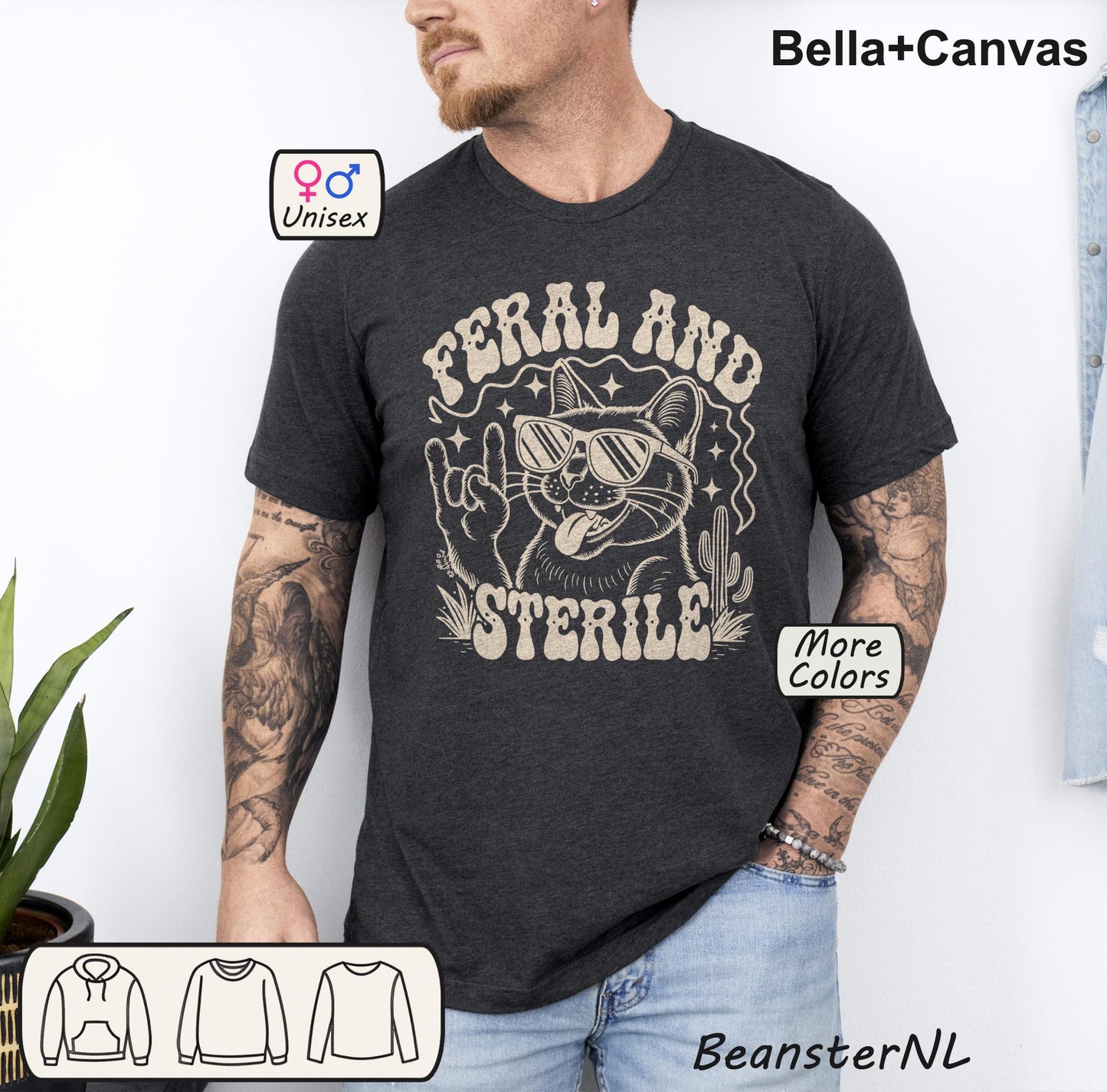 Feral and Sterile Rocker Cat Shirt – Funny Vintage Tee