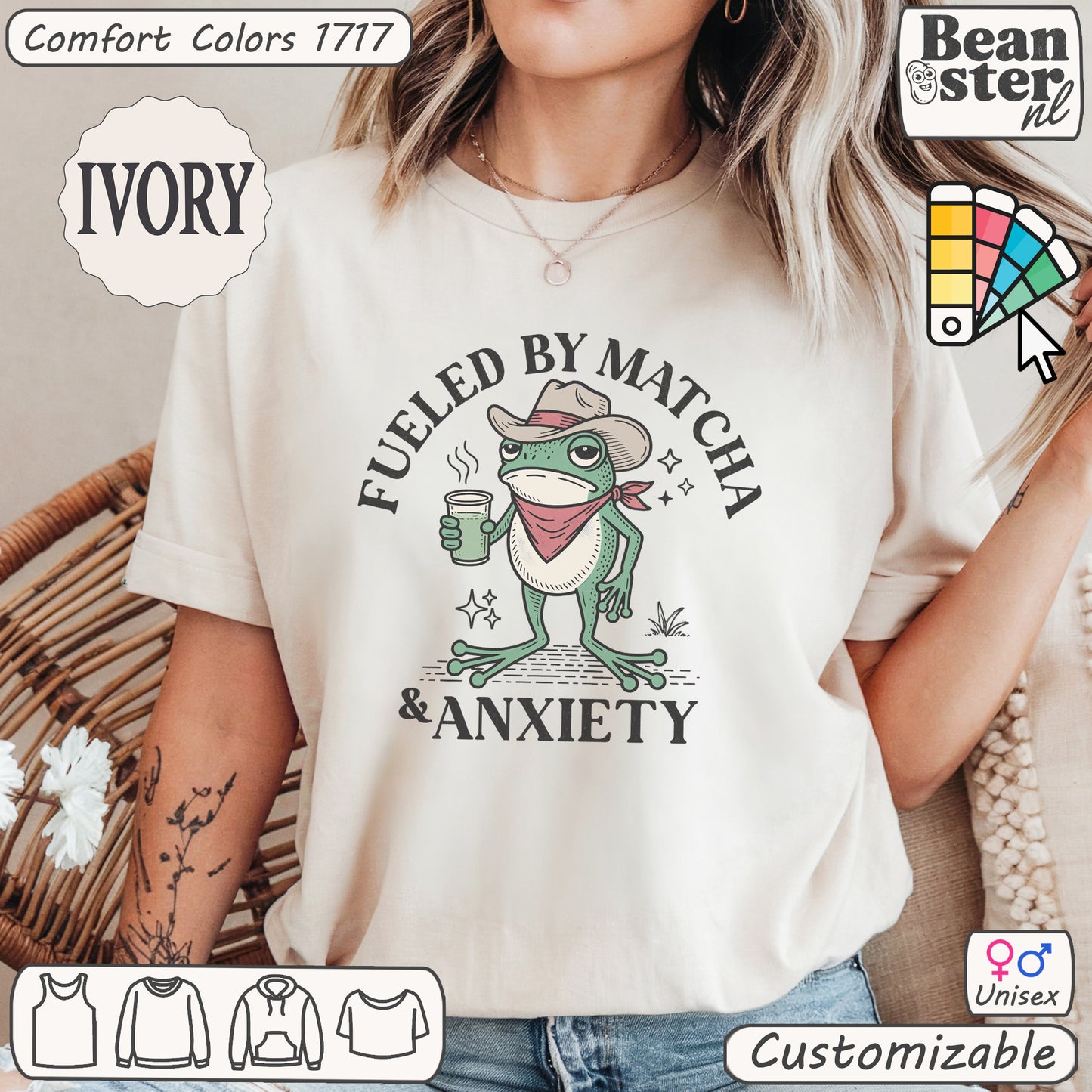 Fueled by Matcha & Anxiety Frog Meme T-Shirt