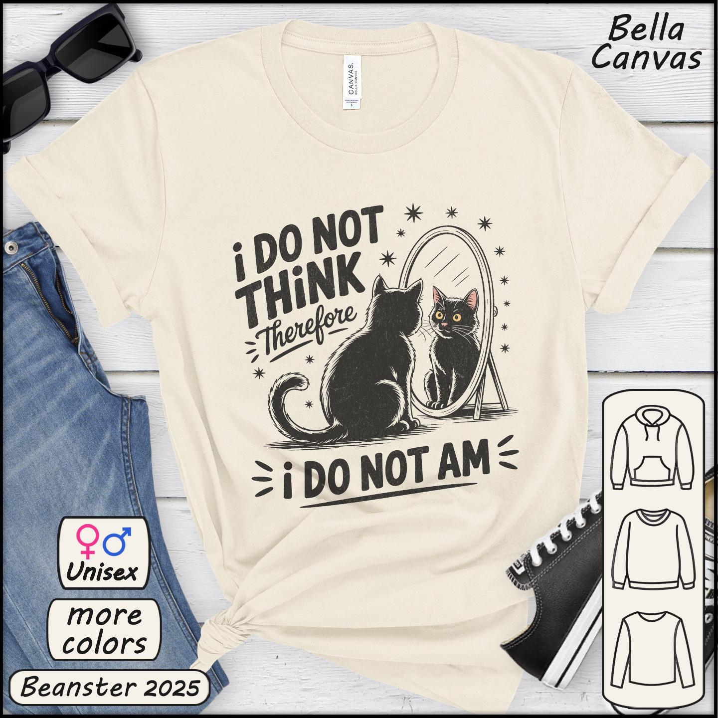 Funny Vintage Black Cat Shirt – I Do Not Think Therefore I Do Not Am Tee