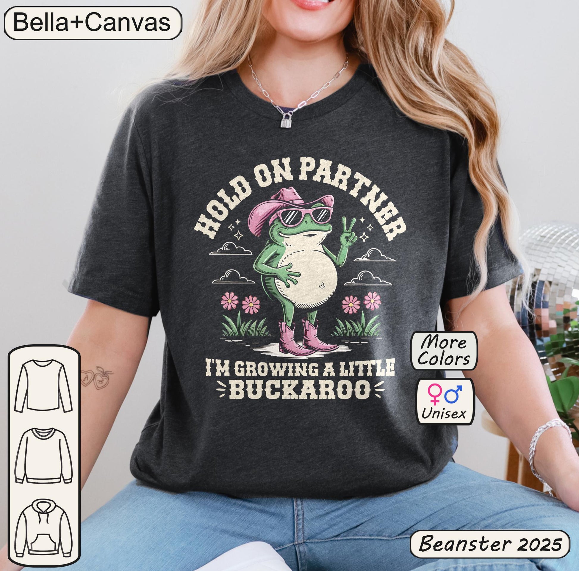 Funny Pregnancy Shirt – Hold On Partner I'm Pregnant Frog Tee