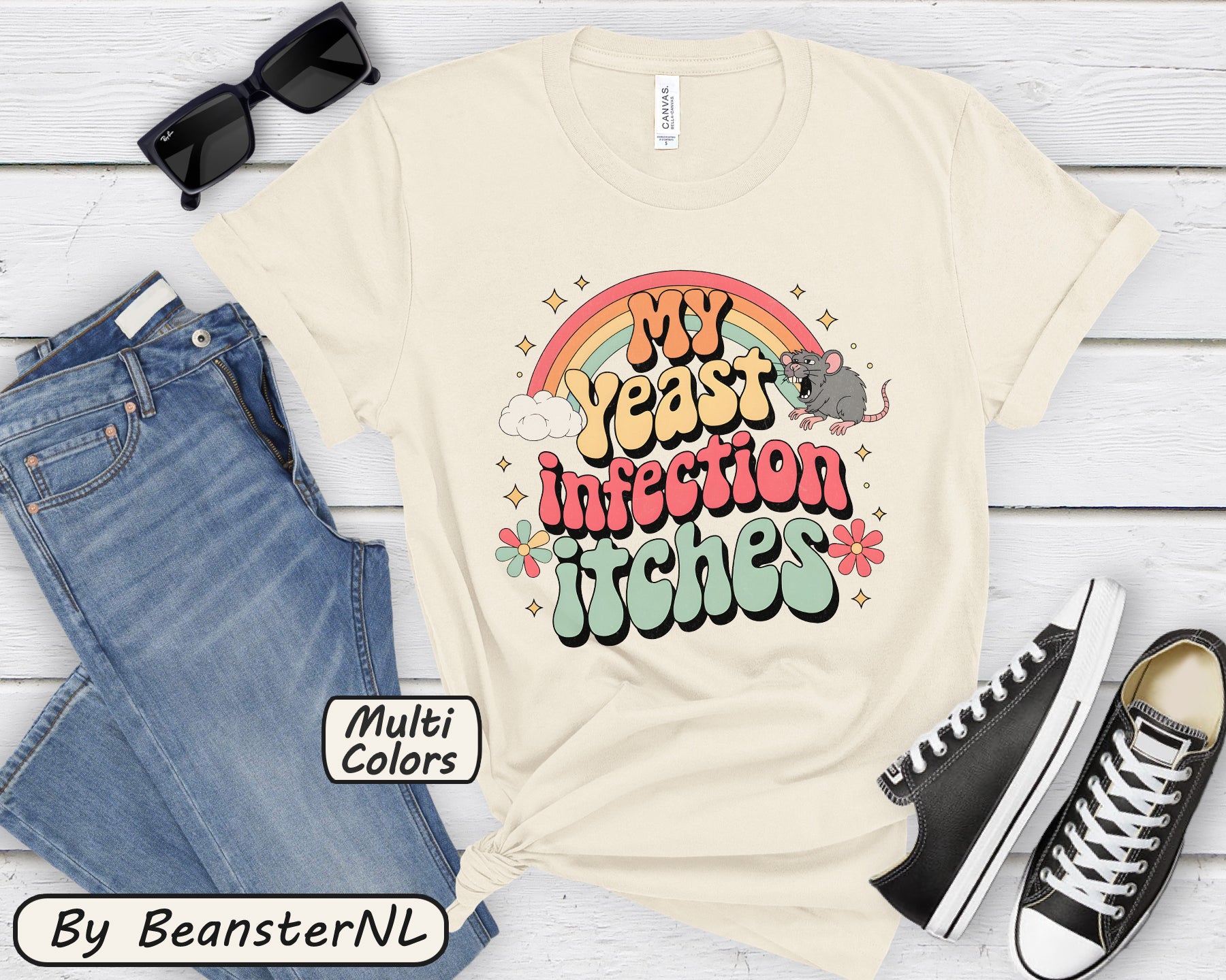 Funny Yeast Infection Shirt – Retro Rainbow Graphic Tee
