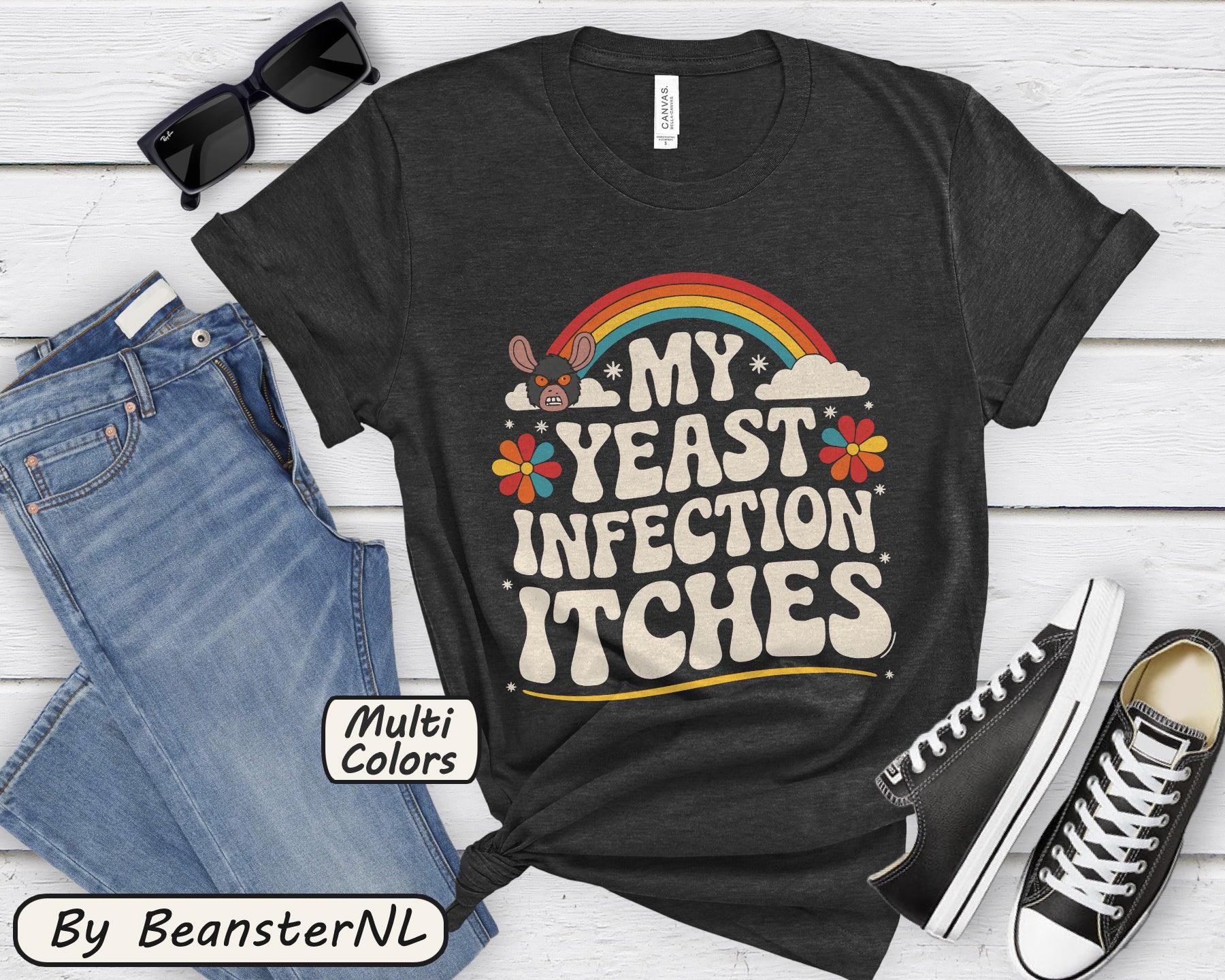 Funny Yeast Infection Shirt – Retro Rainbow Graphic Tee