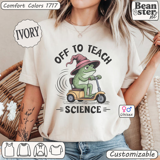 Funny frog on scooter science teacher t-shirt Y2K retro design