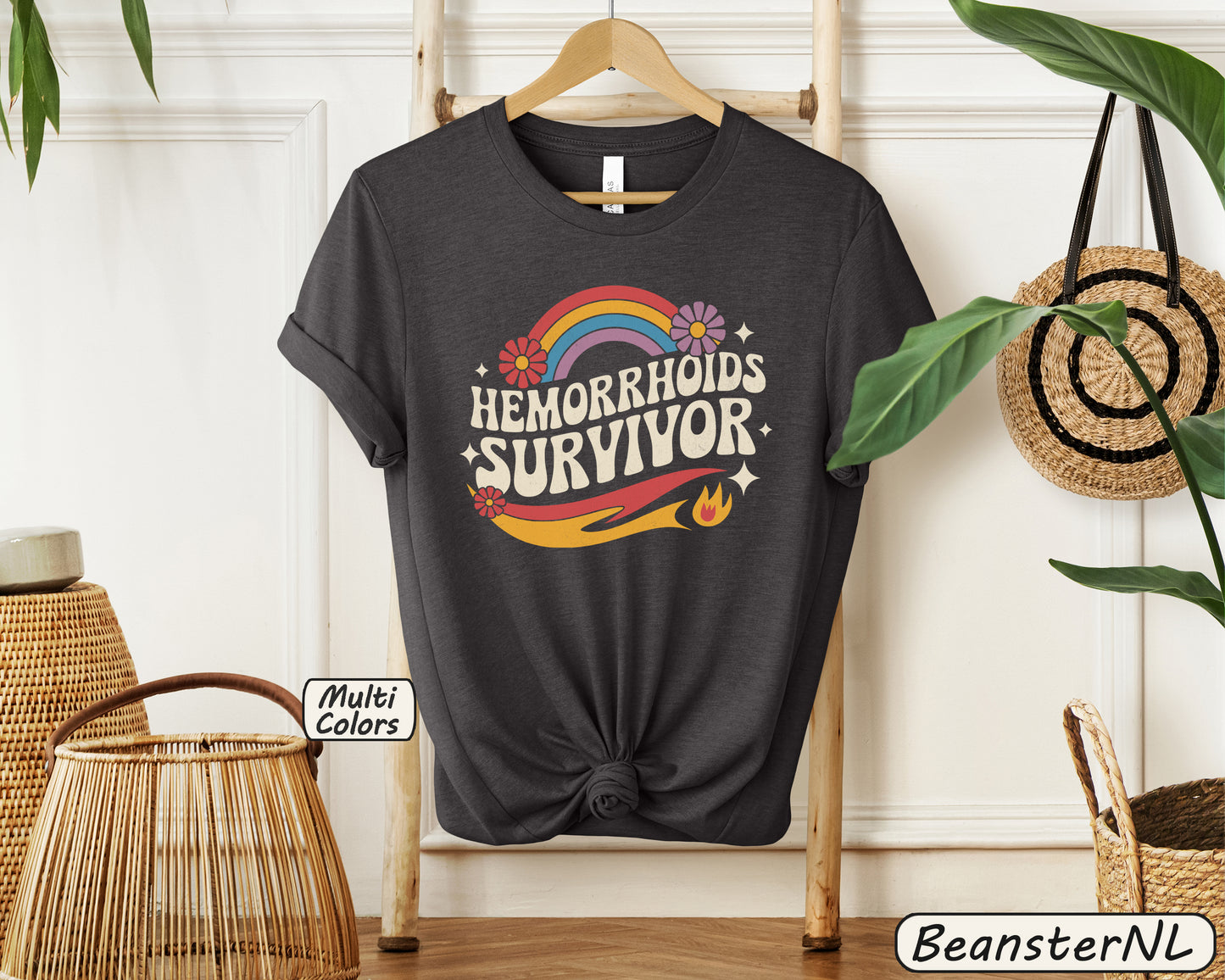 Hemorrhoids Survivor Groovy Tee – Funny Rainbow Shirt