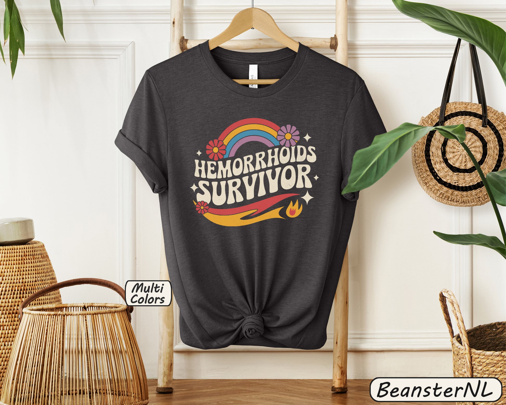Hemorrhoids Survivor Groovy Tee – Funny Rainbow Shirt