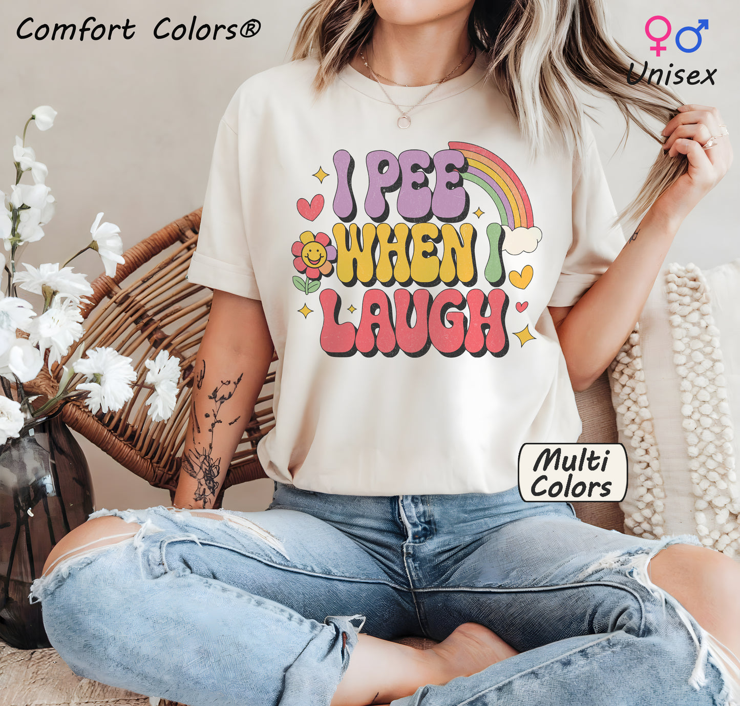 I Pee When I Laugh Groovy Tee – Funny Original Design