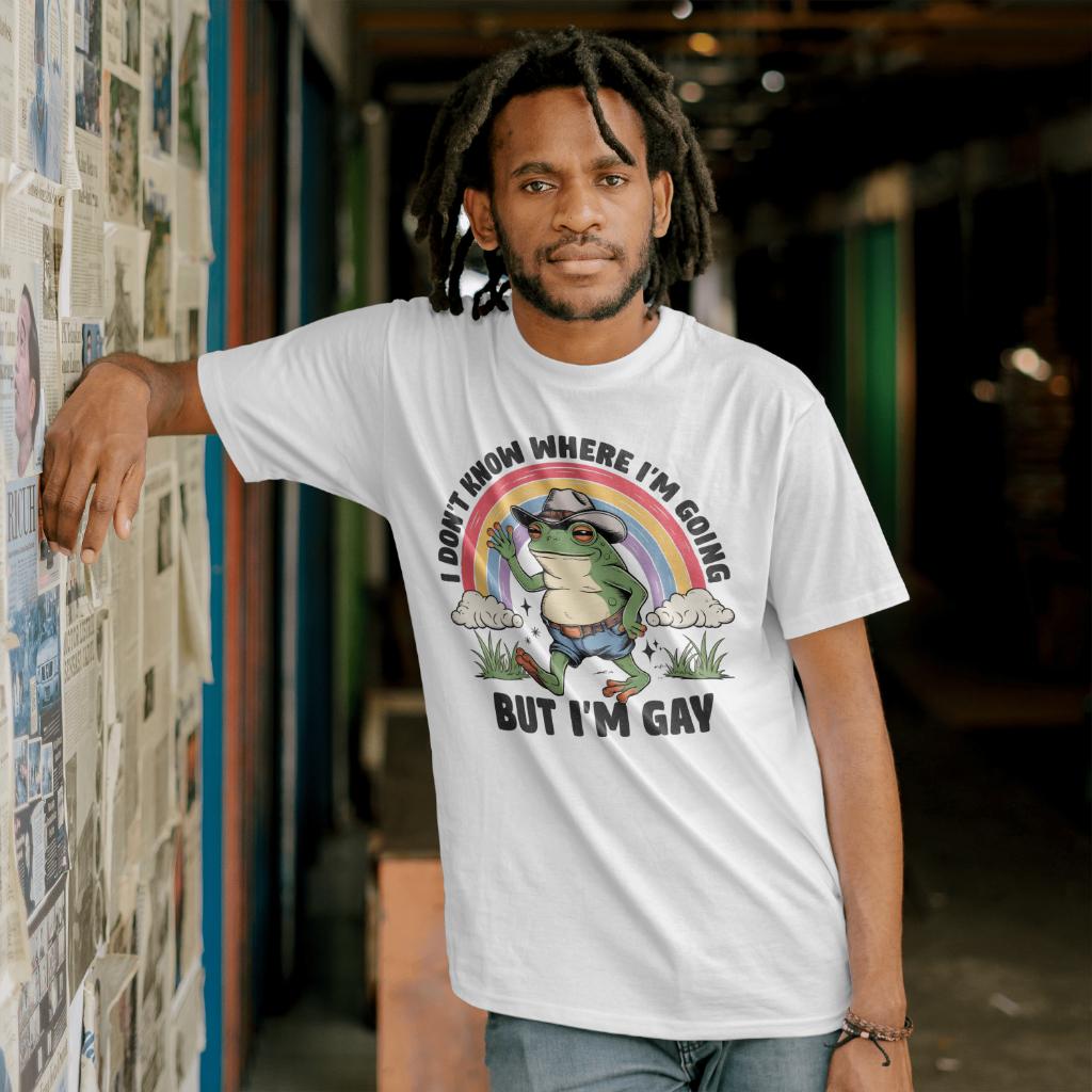 I Don’t Know Where I’m Going But I’m Gay Frog Tee 🐸🌈