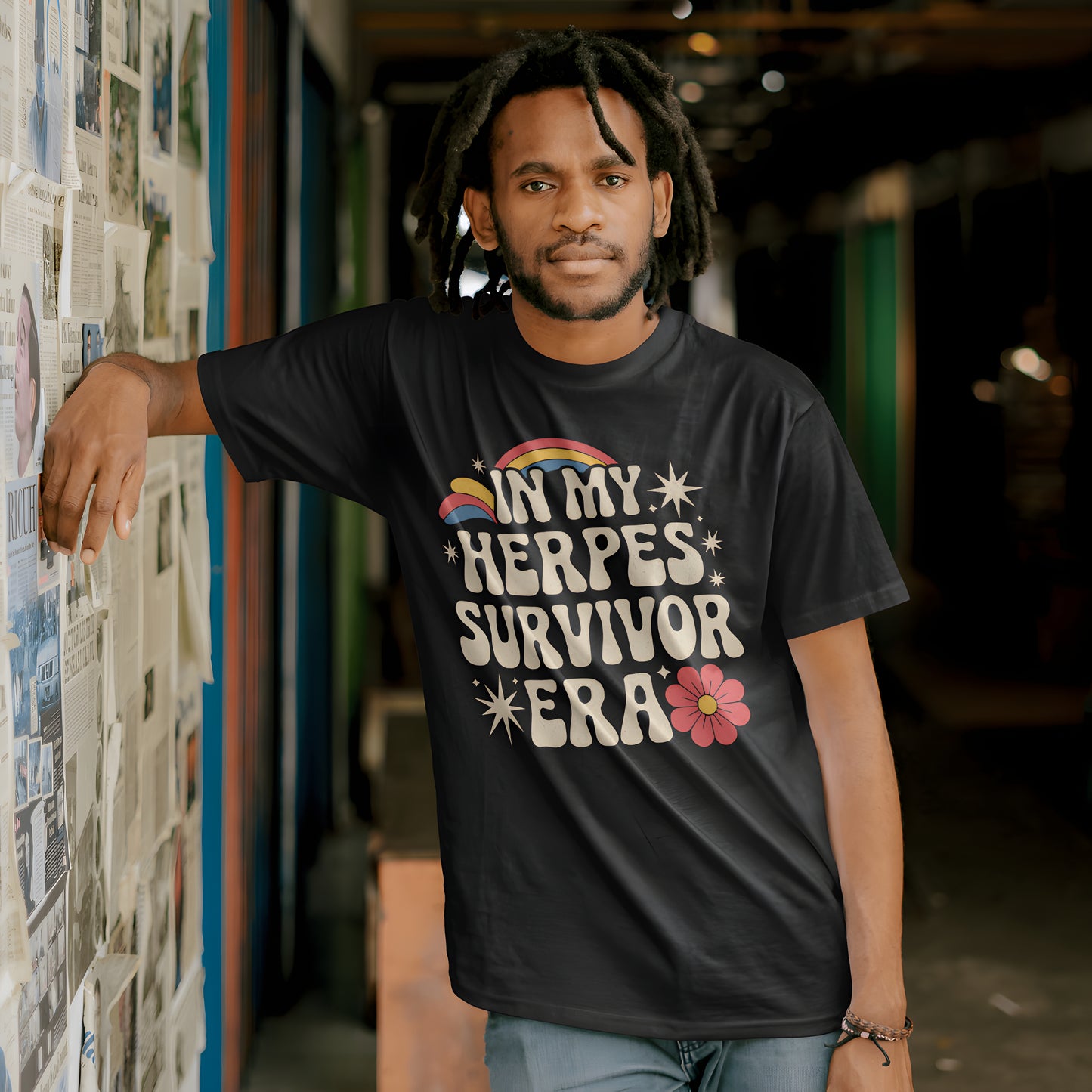 Herpes Survivor Era Tee – Groovy 70s Rainbow Shirt