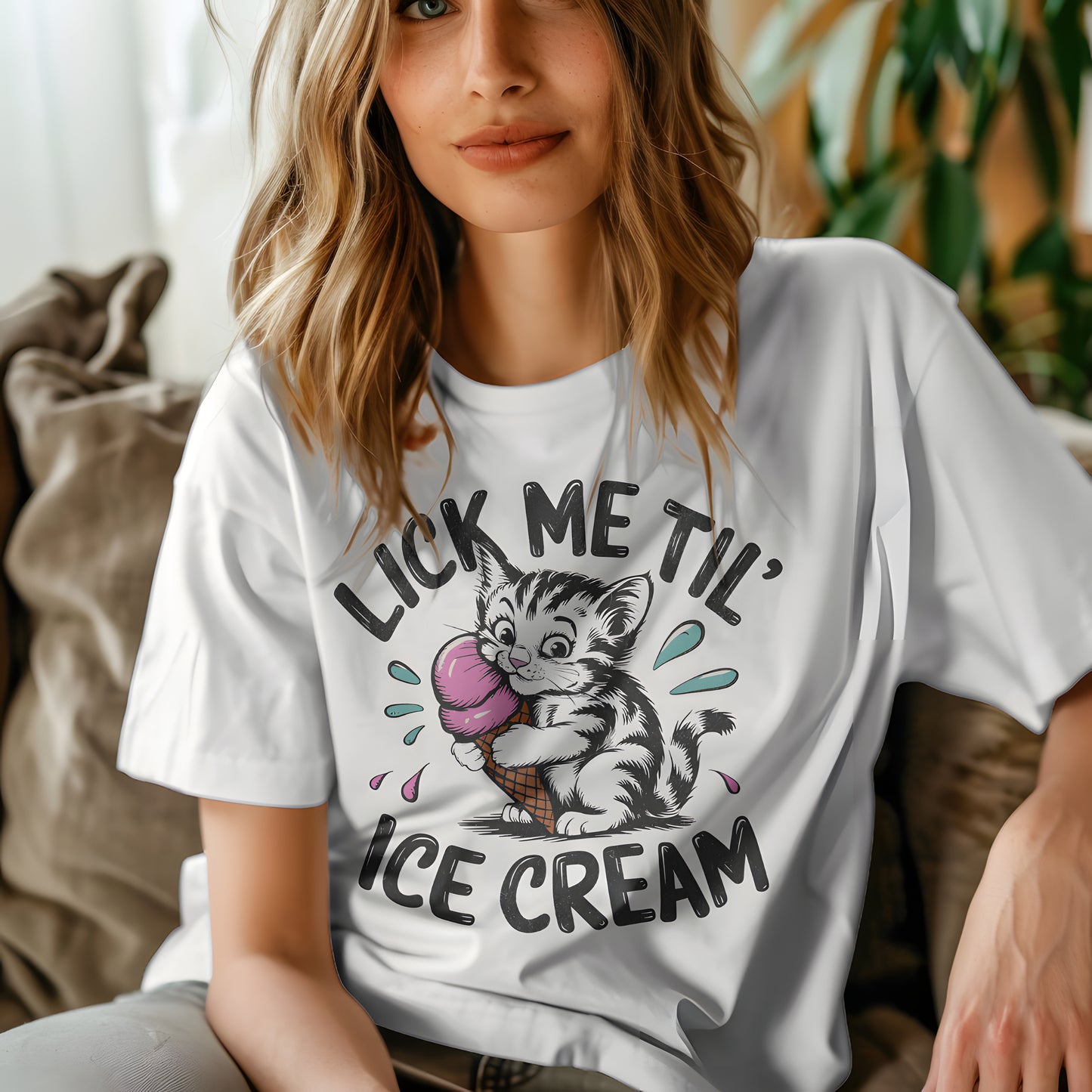 Lick Me Til' Ice Cream Shirt – Funny Sassy Kitten Tee