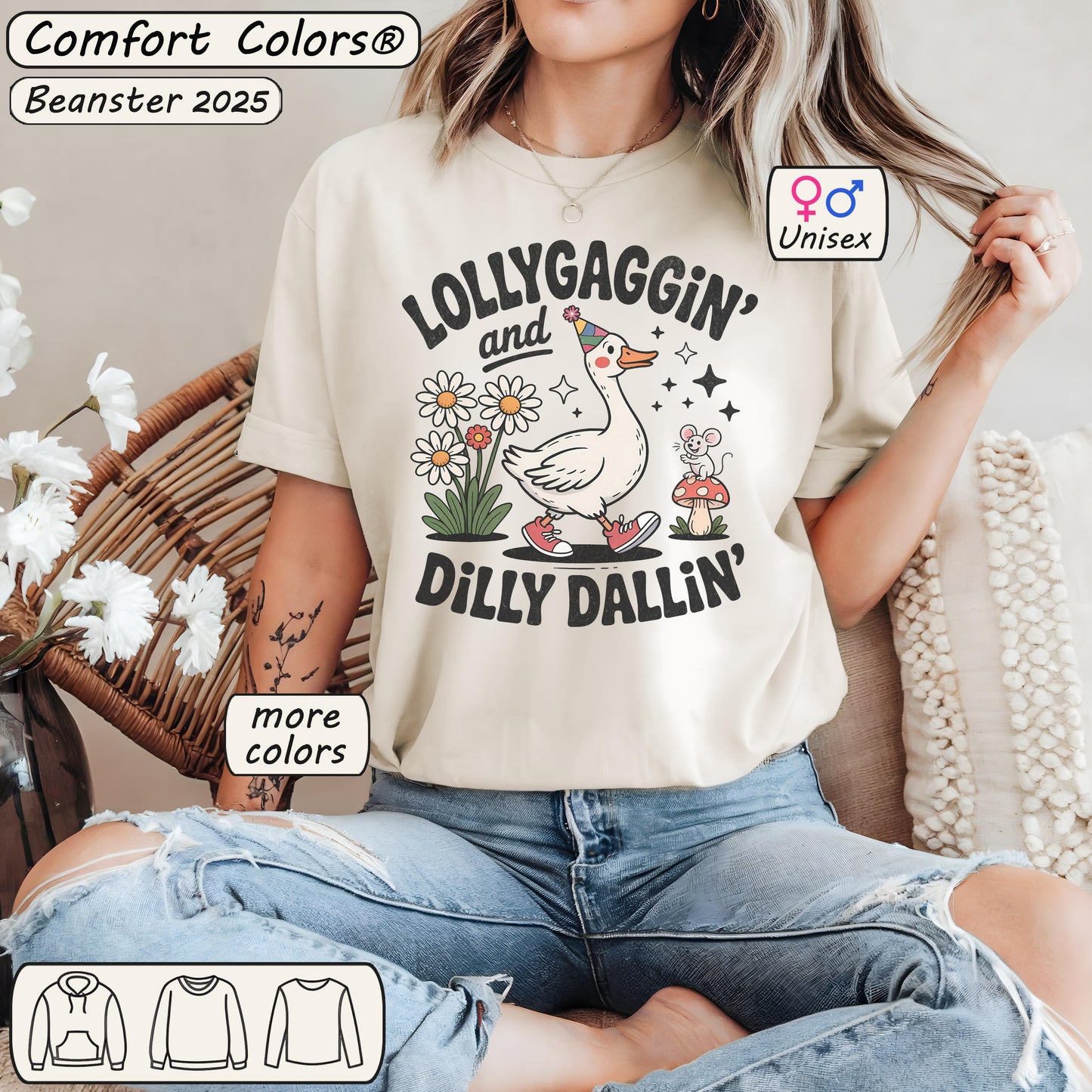 Lollygaggin & Dilly Dallin Goose Tee | Funny Retro Shirt