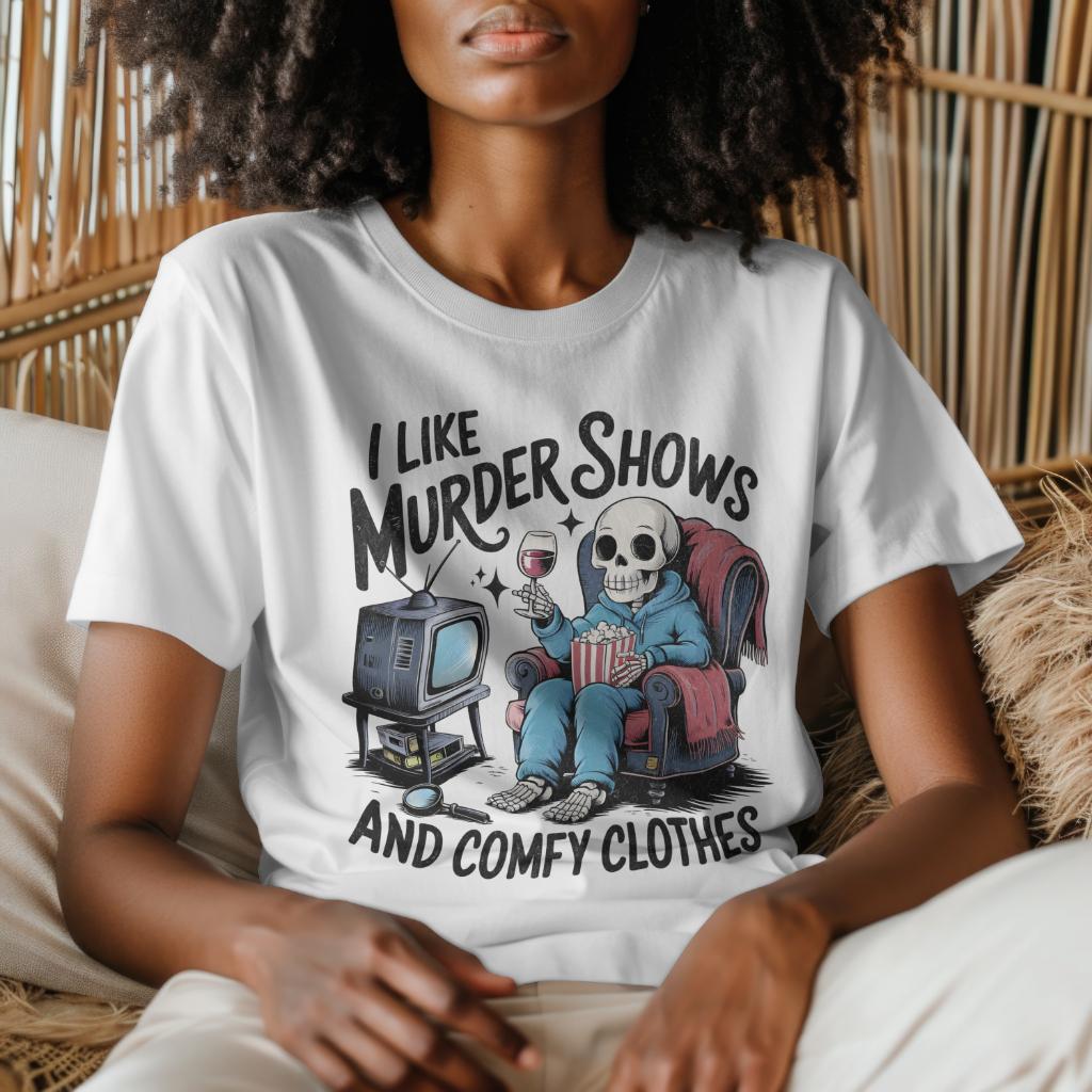 Murder Shows & Comfy Clothes Skeleton Retro T-Shirt