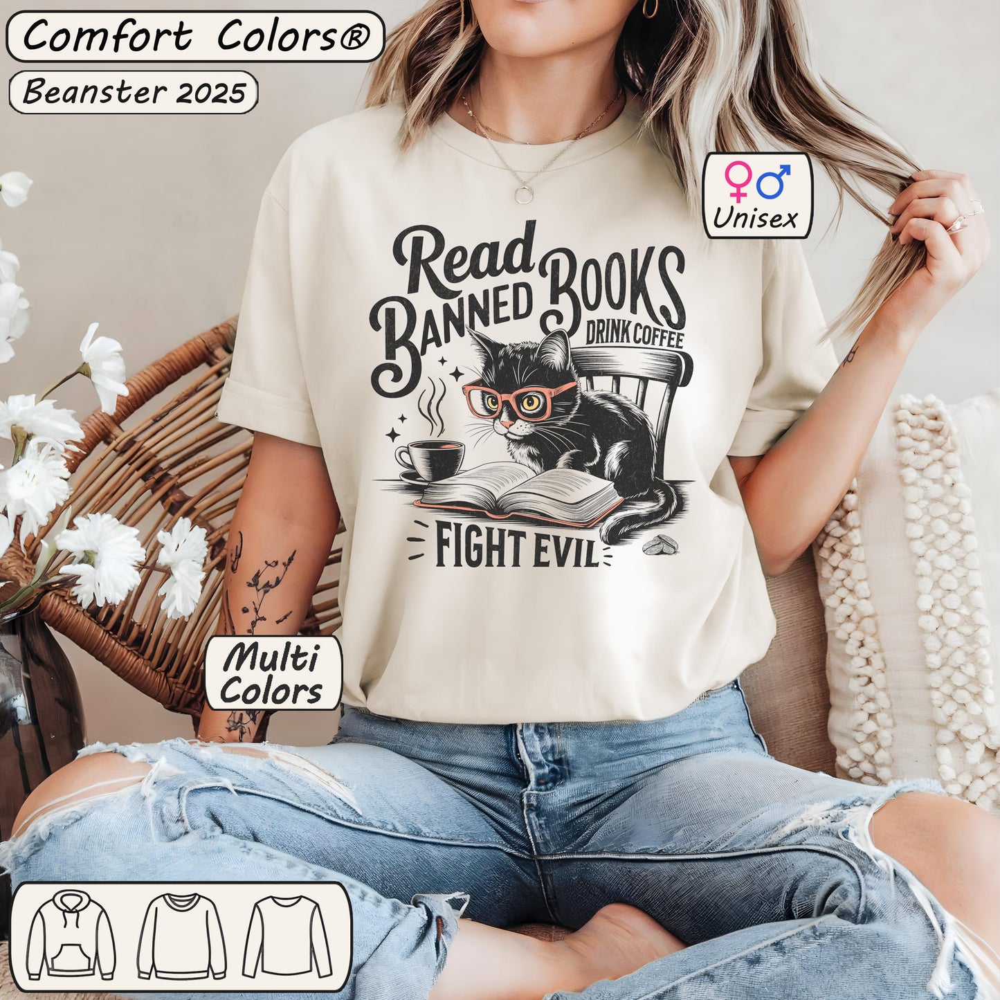Ivory - Read Books Drink Coffee Fight Evil Shirt
