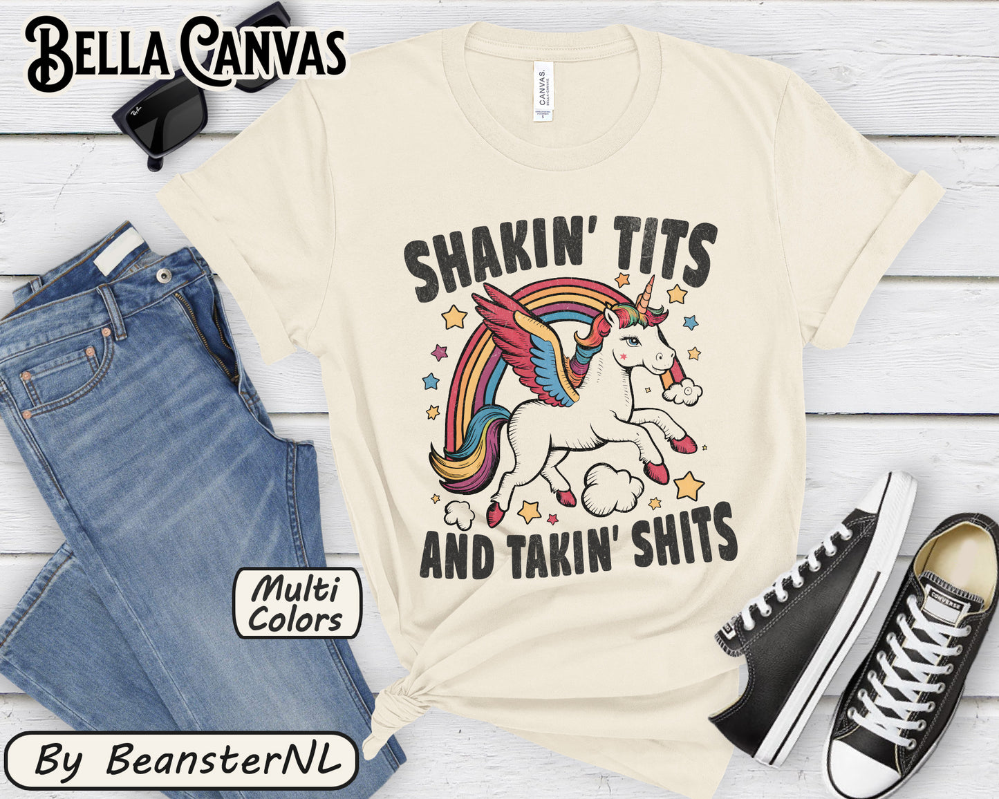 Shakin Tits And Takin Shits Unicorn T-Shirt – Original Funny Tee