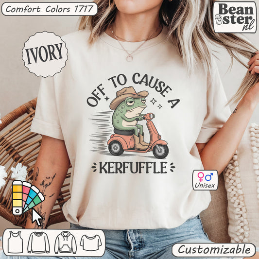 Off To Cause Kerfuffle Frog Meme Graphic Tee Original Design