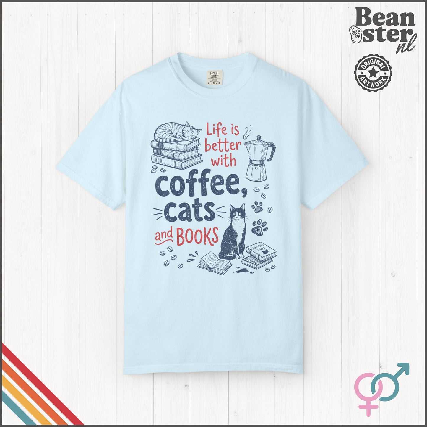 Coffee Cats And Books T-Shirt | Cozy Book Lover Gift