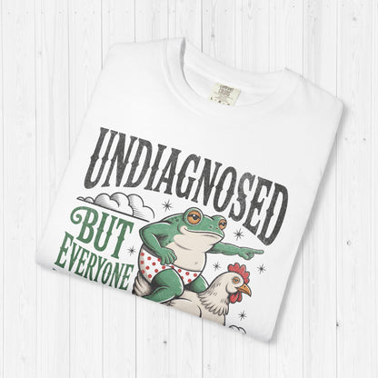 Undiagnosed But Everyone Knows Frog Riding Chicken Funny Tee