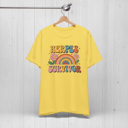 Herpes Survivor T-Shirt – Retro STD Rainbow Tee