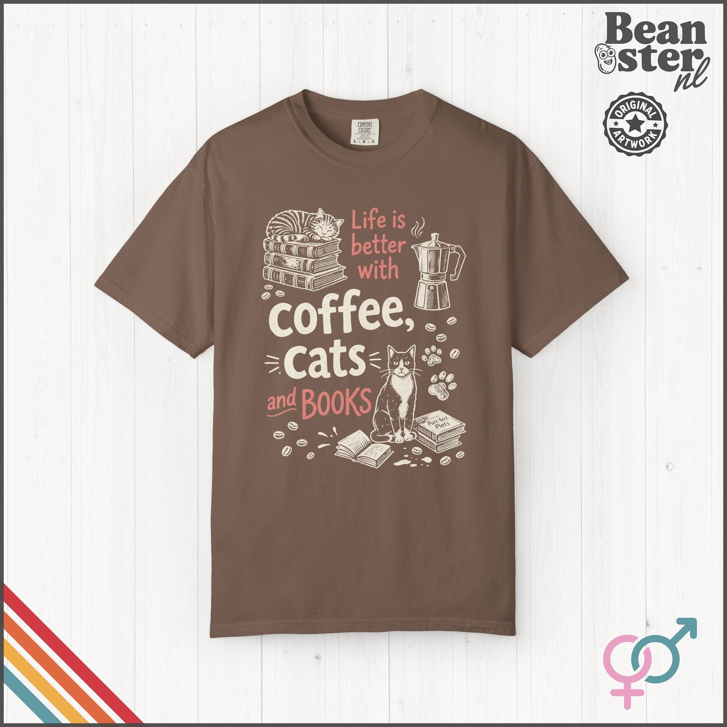 Coffee Cats And Books T-Shirt | Cozy Book Lover Gift