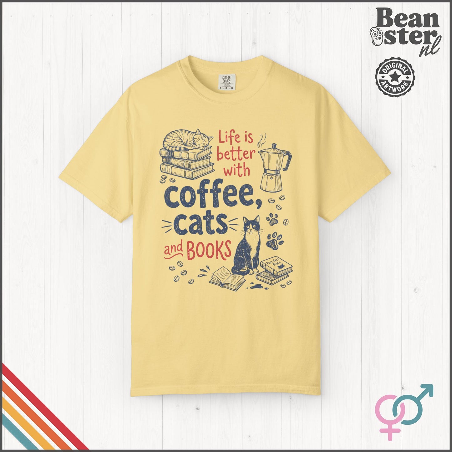 Coffee Cats And Books T-Shirt | Cozy Book Lover Gift