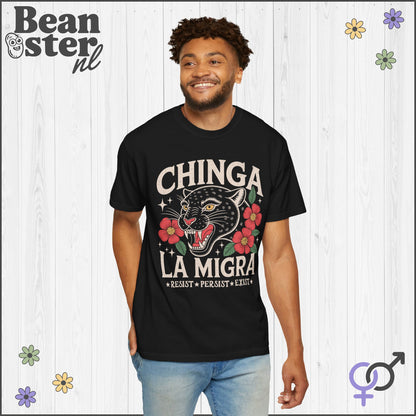 Chinga La Migra Shirt – Vintage Panther Floral Protest Tee