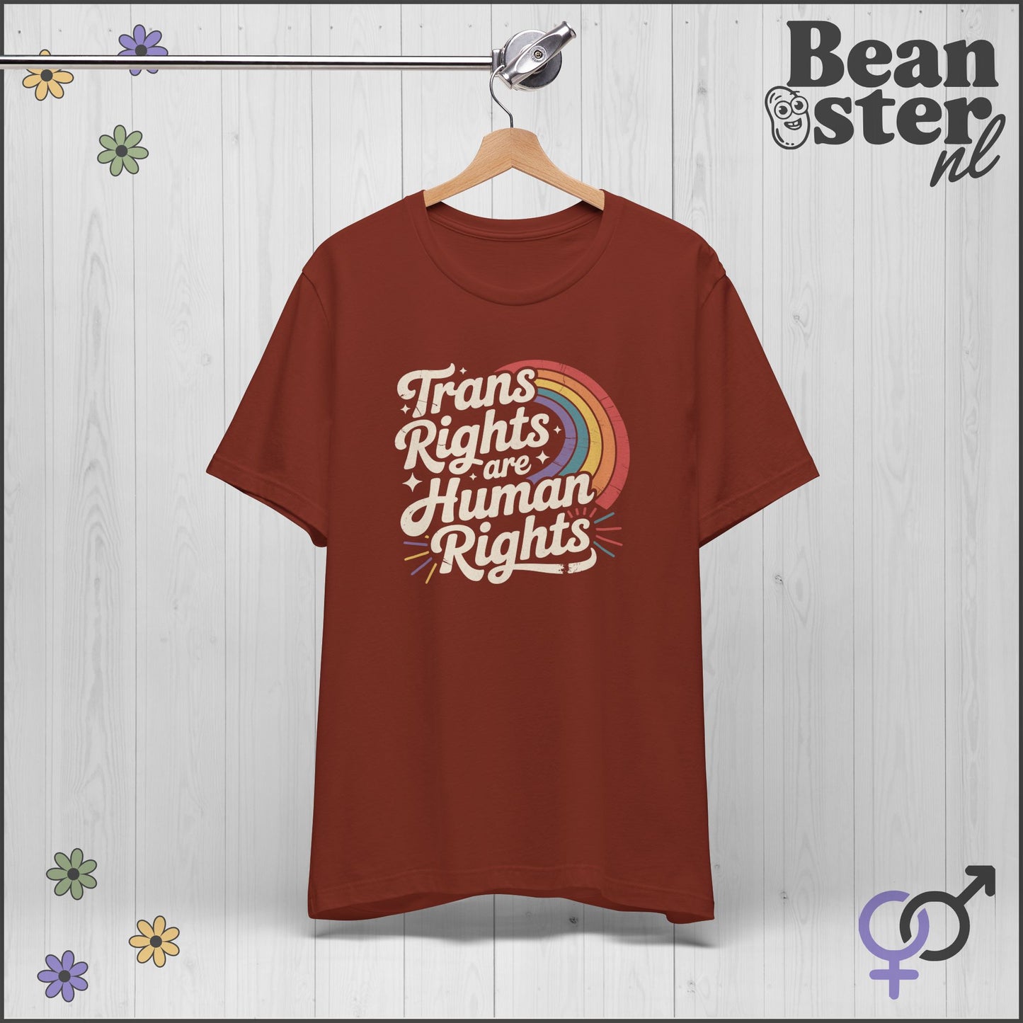 Trans Rights Human Rights Retro Rainbow T-Shirt 🌈