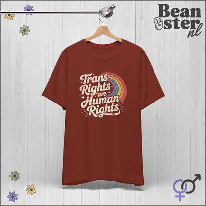 Trans Rights Human Rights Retro Rainbow T-Shirt 🌈