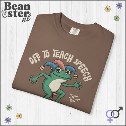 Funny Scooter Frog “Off to Teach Speech” T-Shirt