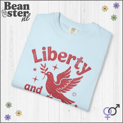 Liberty &amp; Justice For All Peace Pigeon Activist Tee