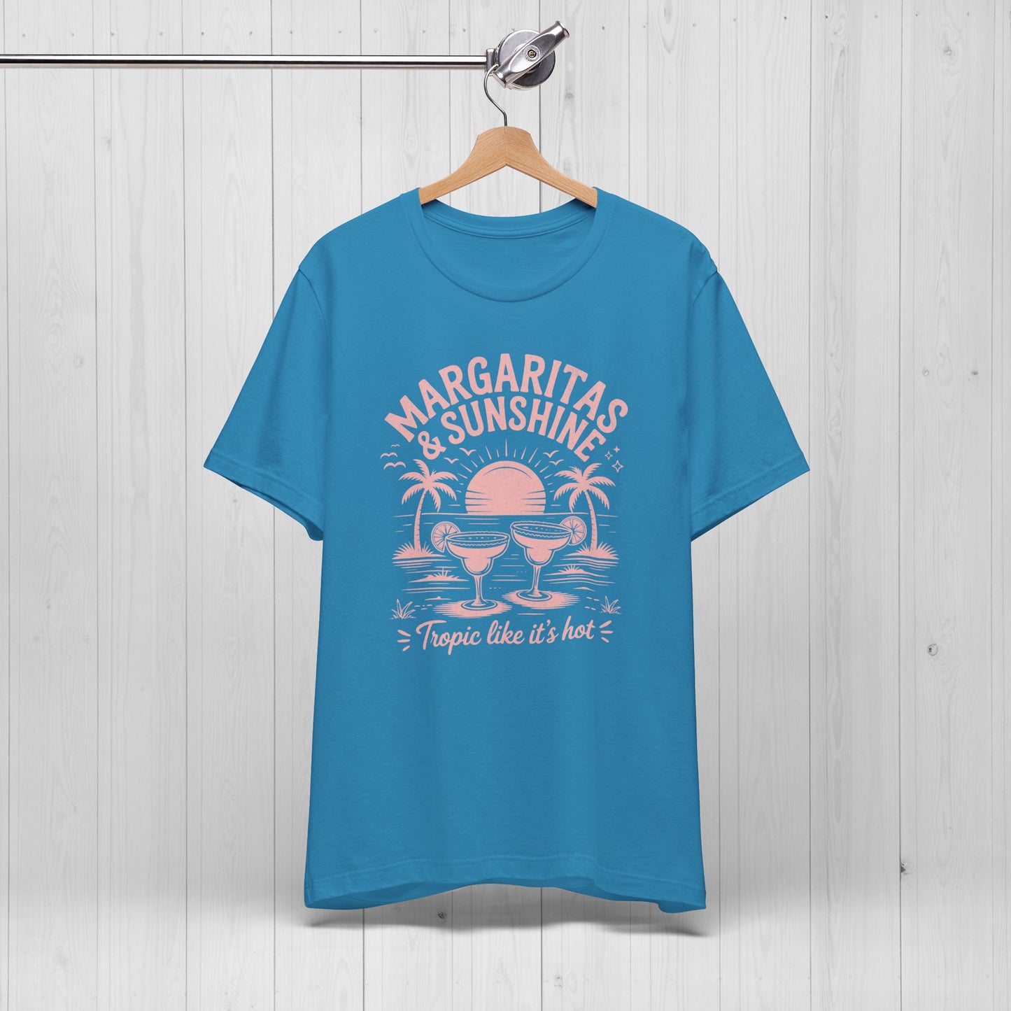Margaritas and Sunshine Tee – Retro Beach Vibes Shirt 🌞🍹