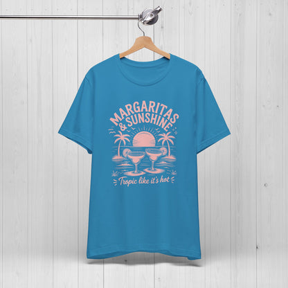 Margaritas and Sunshine Tee – Retro Beach Vibes Shirt 🌞🍹