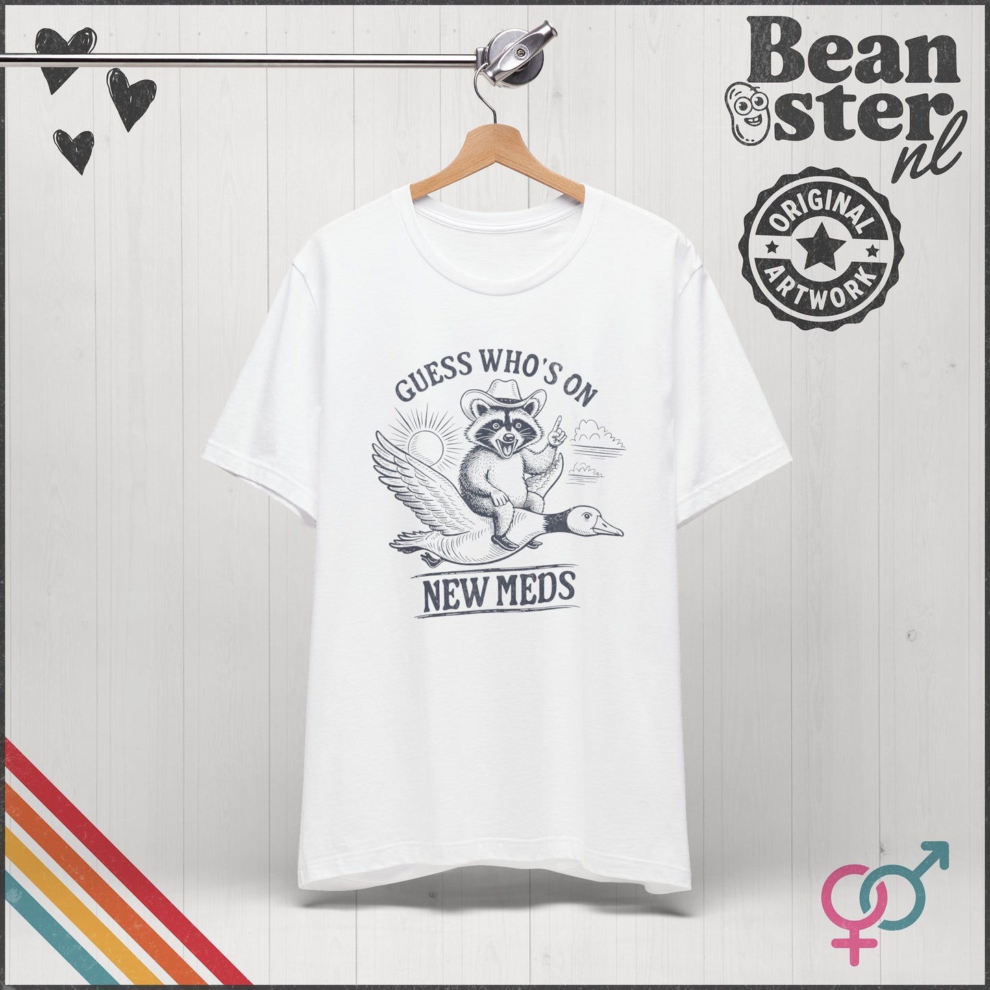 Guess Who’s On New Meds Raccoon Goose Funny Graphic Tee