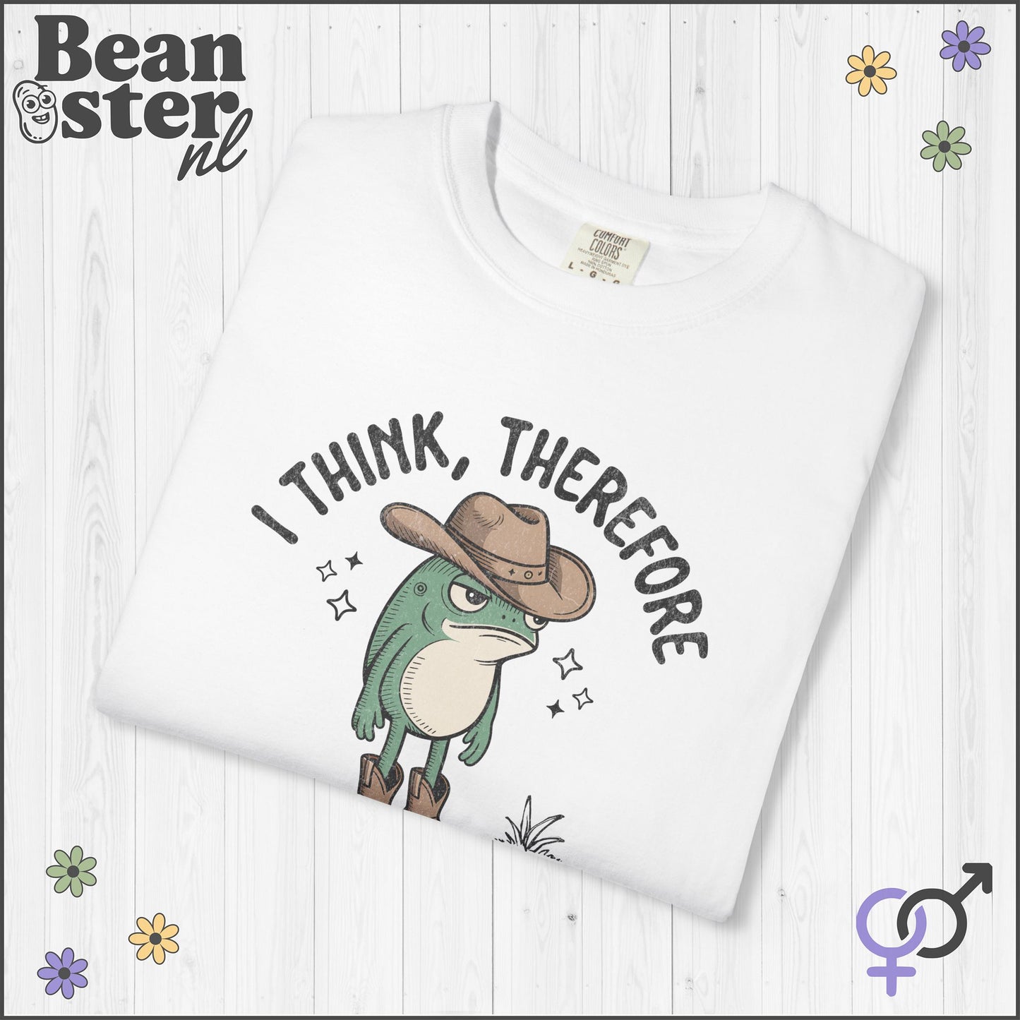 Funny Tired Frog Meme T-Shirt – I Think Therefore I’m Tired AF