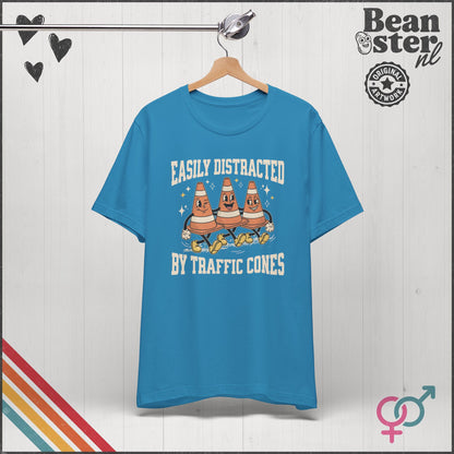 Easily Distracted By Traffic Cones Funny T-Shirt
