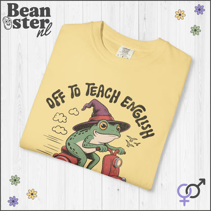 Funny Scooter Frog “Off to Teach English” T-Shirt