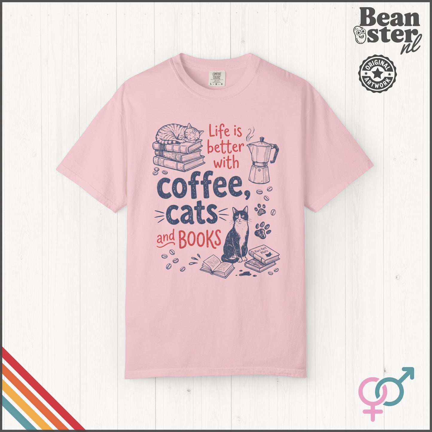 Coffee Cats And Books T-Shirt | Cozy Book Lover Gift