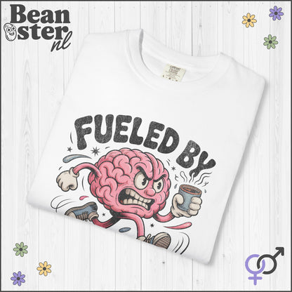 Fueled By Caffeine And Rage Funny Cartoon Brain Shirt