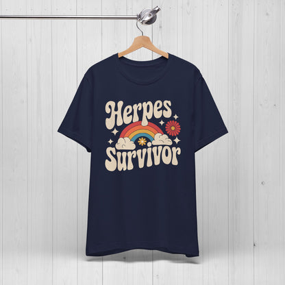 Herpes Survivor T-Shirt – Retro STD Rainbow Tee