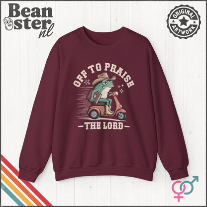 Off To Praise The Lord Frog Sweater – Funny Christian Sweatshirt