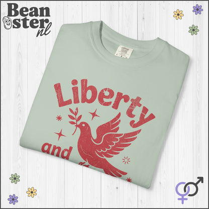 Liberty &amp; Justice For All Peace Pigeon Activist Tee