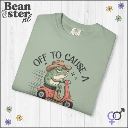 Off To Cause Kerfuffle Frog Meme T-Shirt | Funny Gift Tee
