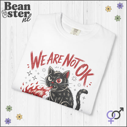We Are Not Ok Kawaii Black Cat Shirt – Leftist Statement Tee