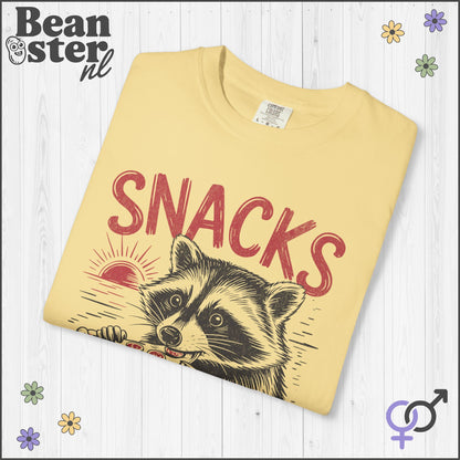 Snacks Make Me Nicer Raccoon Shirt | Funny Graphic Tee
