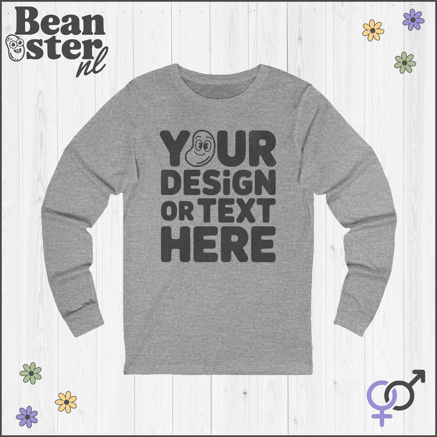 Personalized Long Sleeve Choose Your Print Longsleeve Custom Gift Oversized Sweater Personal Unisex Birthday Gifts Your Design Here